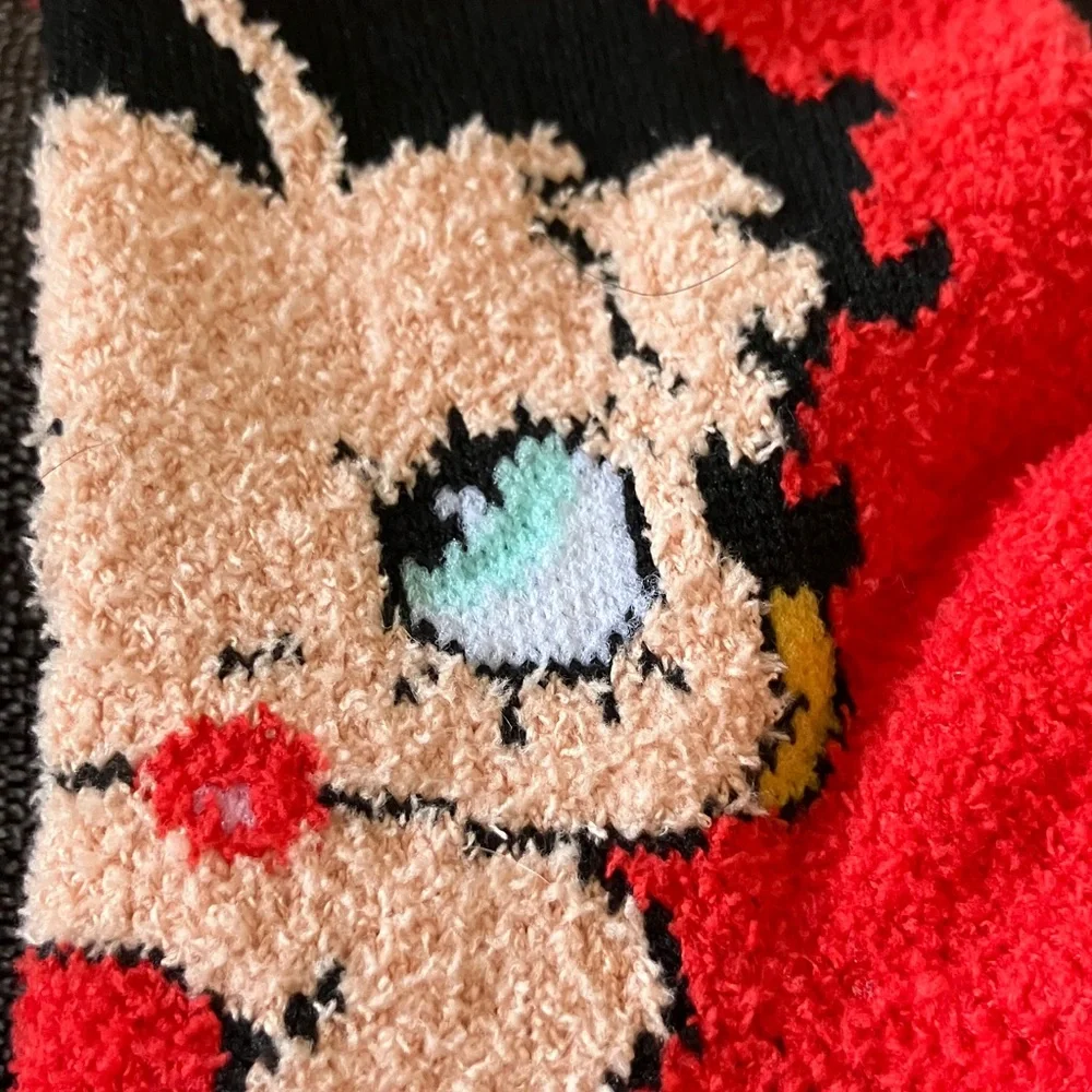 Betty Boop Red and White Crew Socks and Fuzzy Socks Set‎ Novelty Classic Retro